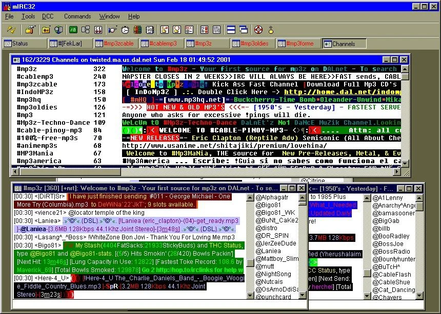 mIRC chat client from the 1990s